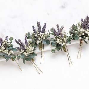 Hochzeit Haarnadeln, Haarclips, Schleierkraut Braut Haarschmuck, Schleierkraut, Eukalyptus, Lavendel, Schleierkraut Bild 1