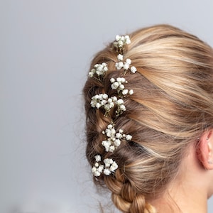 wedding hair pins, hair clips, Gypsophila hair pin, white baby's breath bridal hair pin, dried flowers, woodland weddings, rustic hair pin, image 8