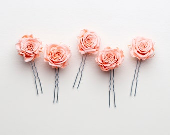 accessoires de cheveux de mariage, épingle à cheveux rose conservée, Rose Clips, épingle à cheveux de mariée, vraies fleurs séchées, mariages boisés, épingle à cheveux rustique,