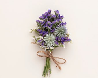 Mini bouquet de fleurs sèches, plantes naturelles et vraies, Mini bouquet de fleurs séchées de mariage. Accessoires de mariage, boutonnières florales,