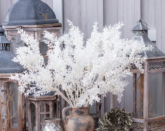 Wit geconserveerde Ruscus 1-stelen, boho-huwelijksdecor, Italiaanse kwaliteit