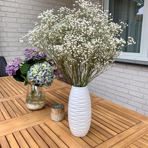 Geconserveerde baby-adem, witte gedroogde gips, echte stelen, natuurlijke baby-adem, baby-adem, droog bruidsboeket.