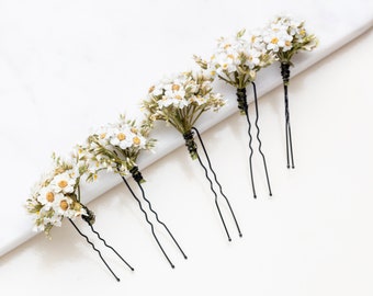 Hochzeit Haarnadeln, Haarclips, Ixodia Haarnadel, weiße Ixodia Braut Haarnadel, Trockenblumen, Waldhochzeiten, rustikale Haarnadel,