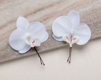 alfileres de pelo de boda, clips para el cabello, pasador de pelo de orquídea, pasador de pelo nupcial, flores secas, pasador de pelo rústico,