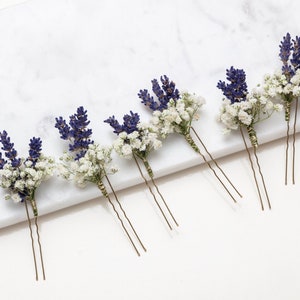 Lavender hair pins, hair clips, Dried flower hairpins, lavender hair comb, Provence wedding hairpins, dried flowers, rustic hair pin,