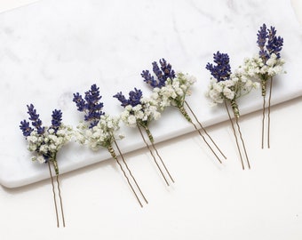 Épingles à cheveux lavande, épingles à cheveux, épingles à cheveux fleurs séchées, peigne à cheveux lavande, épingles à cheveux de mariage en Provence, fleurs séchées, épingle à cheveux rustique,