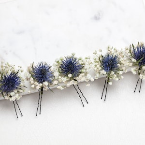 wedding hair pins hair clips Gypsophila eryngium hair pin baby's breath bridal hair pin dried flowers woodland weddings rustic hair pin image 1