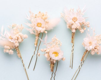 Hochzeit Haarnadeln, Haarspangen, Boho Haarnadel, weiße Schleierkraut Braut Haarnadel, Trockenblumen, Waldhochzeit, rustikale Haarnadel,