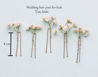 wedding hair pins for kids, hair clips, Gypsophila hair pin, white baby's breath bridal hair pin, woodland weddings, rustic hair pin,