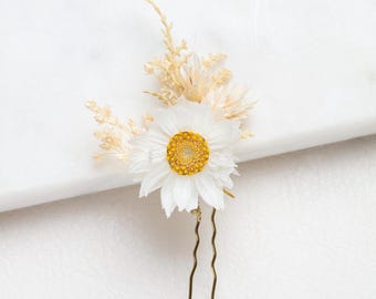 Hochzeit Haarnadeln, Gänseblümchen Haarspange, Gänseblümchen Haarnadel, weiße Gänseblümchen Haarnadel, konservierte Blumen, Hochzeiten, rustikale Haarnadel,