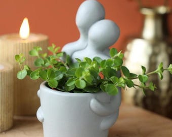 Embrace kleiner Topf, Keramikpflanztopf, Luftpflanzentopf, Liebestopf, Kaktustopf, Sukkulententopf, minimalistischer Topf, dicker Topf, Indoor-Pflanzentopf