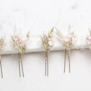 Hochzeit Haarnadeln, Rose Haarspange, Rose Haarnadel, getrocknete Rosenblüten, weiße Schleierkraut Braut Haarnadel, Trockenblumen,
