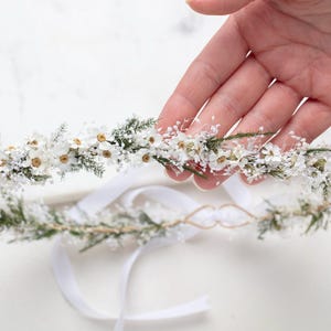 Wedding head wreath, Dried Baby&#39;s Breath wreath, Gypsophila wreath, Tiara, handmade, Flowers Crown, Dried Wedding Crown, Floral hair wreath