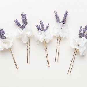 Lavender hair pins with hydrangea, hair clips, Dried flower hairpins, lavender hair comb, Provence wedding hairpins, dried flowers,