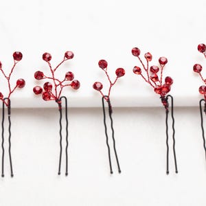 Rote Glas kleine Haarnadeln, Hochzeit Haarspangen, Perlen Haarnadel, Braut Haarnadel, Christal Blumen, rustikale Haarnadel