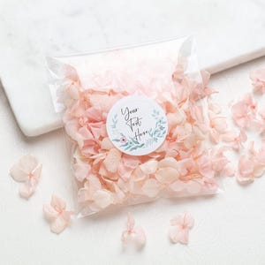 Gepersonaliseerde confettipakketten, confettizakjes, echte bloemblaadje bruiloftsconfetti, natuurlijk, gooi wat liefdespakketten, roze hortensia,