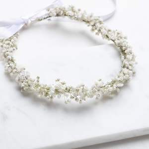 Wedding head wreath, Dried Baby&#39;s Breath wreath, Gypsophila wreath, Tiara, handmade, Flowers Crown, Dried Wedding Crown, Floral hair wreath