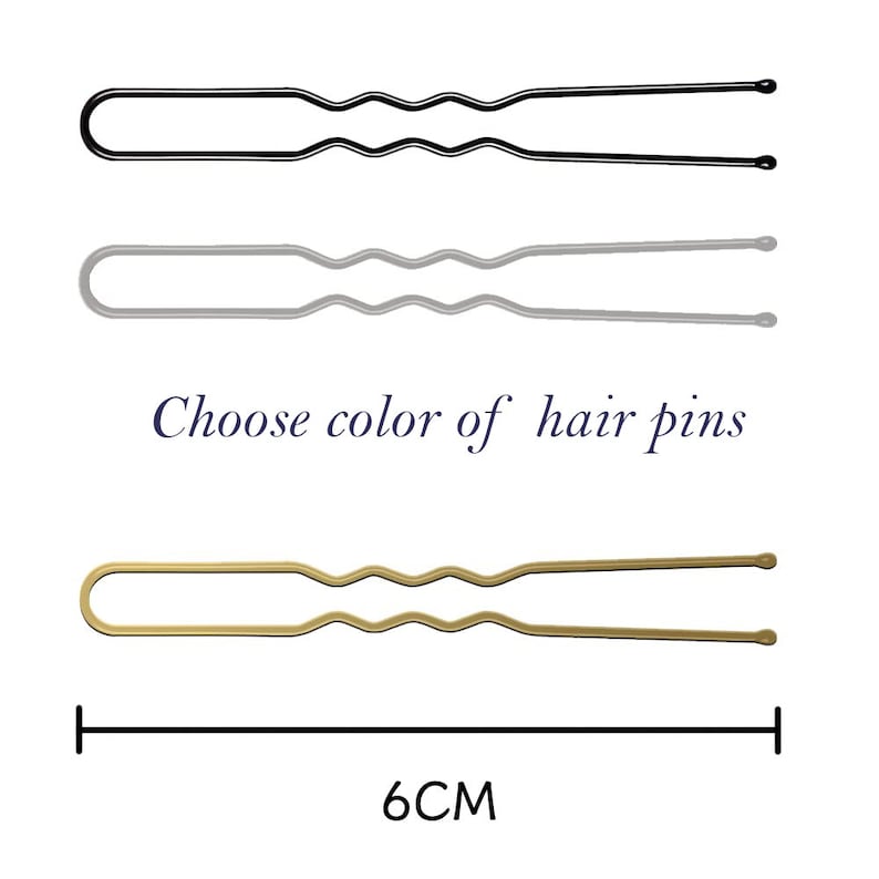 May include: Three hair pins in black, silver, and gold. Each pin is 6 inches long and has a wavy design. Choose your favorite color.