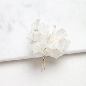 Hochzeit Haarschmuck Süßwasserperlen weiße Hortensie Haarnadel Braut Haarschmuck Trockenblumen Wald Hochzeiten rustikale Haarnadel