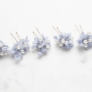 blaue Haarnadeln mit Perle, Hochzeit Haarschmuck, konservierte Hortensie, Braut Haarnadel, Trockenblumen Waldhochzeiten rustikale Haarnadel