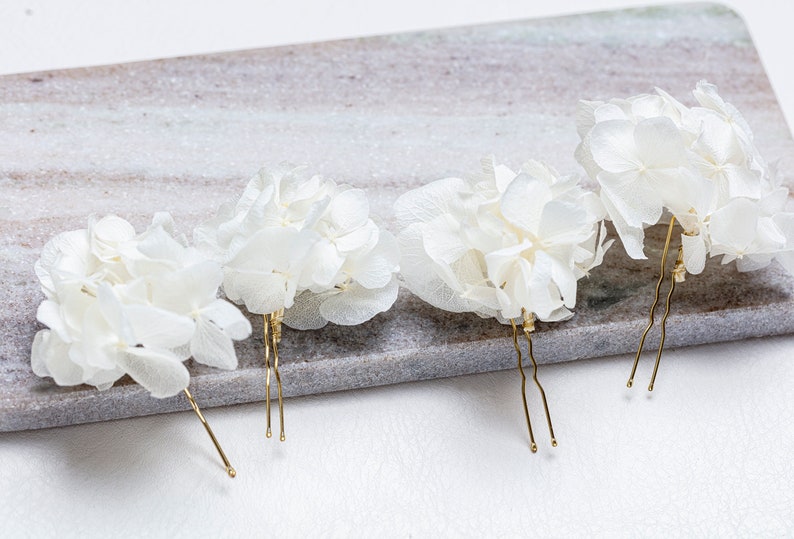 wedding hair accessories white hydrangea hair cake pin bridal hair pin dried flowers woodland weddings rustic hair pin image 1