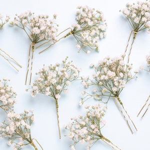 wedding baby breath hair pins, hair clips, Gypsophila hair pin, white bridal hair pin, preserved flowers, weddings, rustic hair pin,