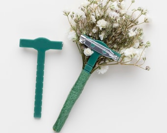 10 - Pinces de corsage de mariage vertes pour les mariages Épinglettes de bouquet de fleurs de boutonnière