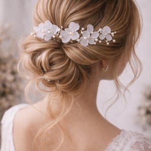 Hochzeit Haarschmuck Süßwasserperlen weiße Hortensie Haarnadel Braut Haarschmuck Trockenblumen Wald Hochzeiten rustikale Haarnadel image 2