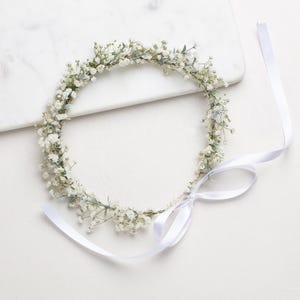 Wedding head wreath, Dried Baby&#39;s Breath wreath, Gypsophila wreath, Tiara, handmade, Flowers Crown, Dried Wedding Crown, Floral hair wreath