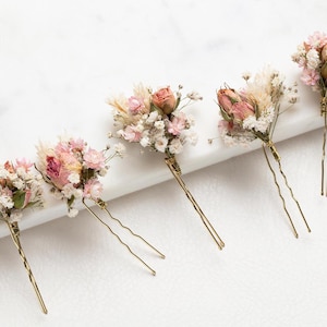 Boho hårspännen för bröllop 1 hårspänne, torkade blommor, rosenblomsspännen (set om 1)