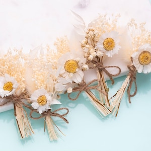 Matrimonio Boutonniere di fiori secchi Pampas, bouquet di fiori secchi rustici, asola per sposi Boho, regali sfusi per ospiti, souvenir di nozze,