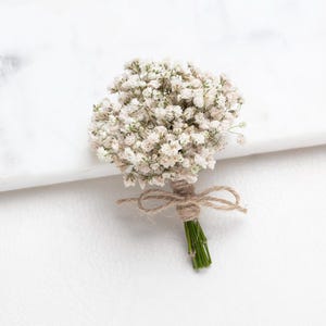Wedding boutonniere, white baby breath, Wedding mini Dried Flower Bouquet. Wedding accessories, Floral boutonnieres,
