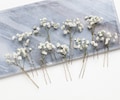 Baby’s Breath Bridal Hair Pins, Pearl Wedding Hair Clips, Gypsophila Hairpiece, Boho Bridal Hair Accessories for Bride, Set of 5