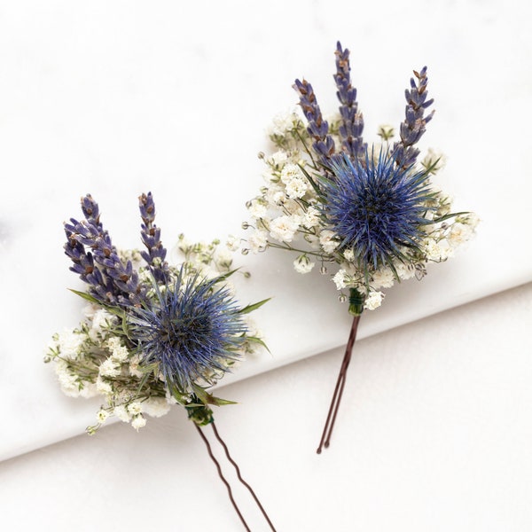 wedding hair pins, eryngium hair clips, hair pin, bridal hair pin, dried flowers woodland, weddings rustic hair pin