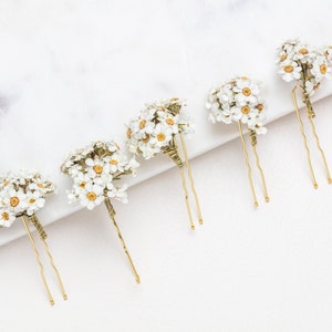 wedding hair pins, hair clips, Ixodia hair pin, white Ixodia bridal hair pin, dried flowers, woodland weddings, rustic hair pin,
