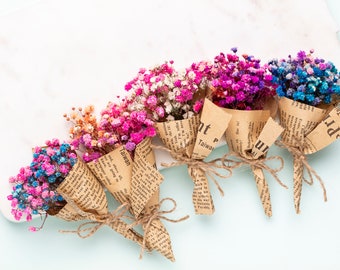 faveurs de mariage, Bouquet de souffle de bébé de fleurs de gypsophile, fleurs séchées, décoration de gâteau, fleurs de gypsophile colorées, décoration de maison de mariage