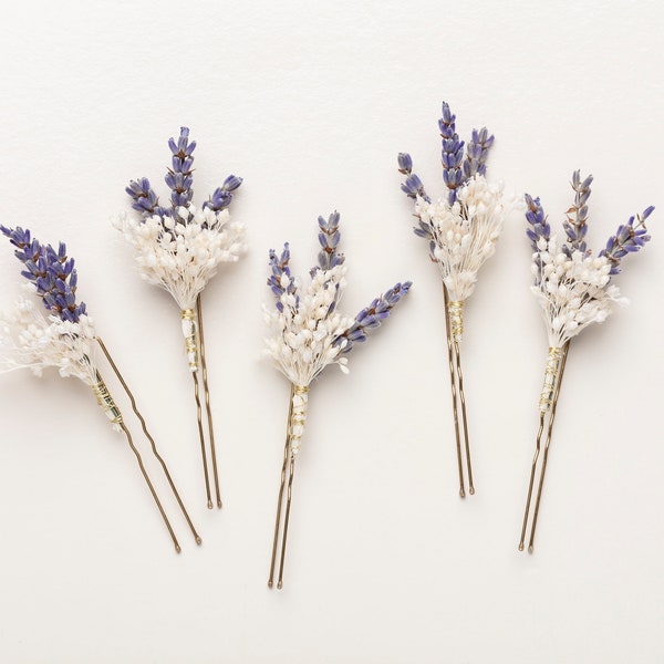 Lavender hair pins, hair clips, Dried flower hairpins, lavender hair comb, Provence wedding hairpins, dried flowers, rustic hair pin,