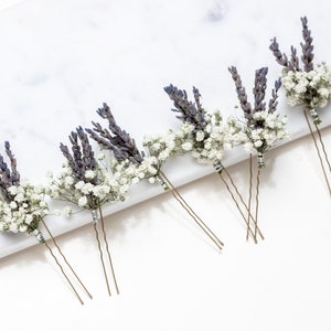 Lavender hair pins, hair clips, Dried flower hairpins, lavender hair comb, Provence wedding hairpins, dried flowers, rustic hair pin,