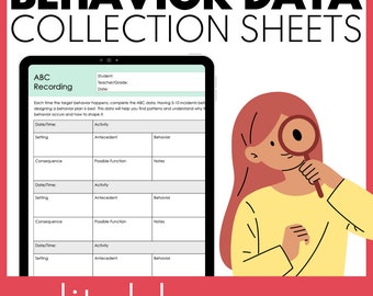 Puede incluir: Hoja de trabajo imprimible editable para recopilar datos de comportamiento utilizando el método ABC. La hoja de trabajo incluye columnas para la fecha, la hora, el entorno, la actividad, el antecedente, el comportamiento, la consecuencia, la posible función y las notas. La hoja de trabajo está diseñada para ayudar a los maestros y padres a comprender por qué ocurre un comportamiento y cómo moldearlo.