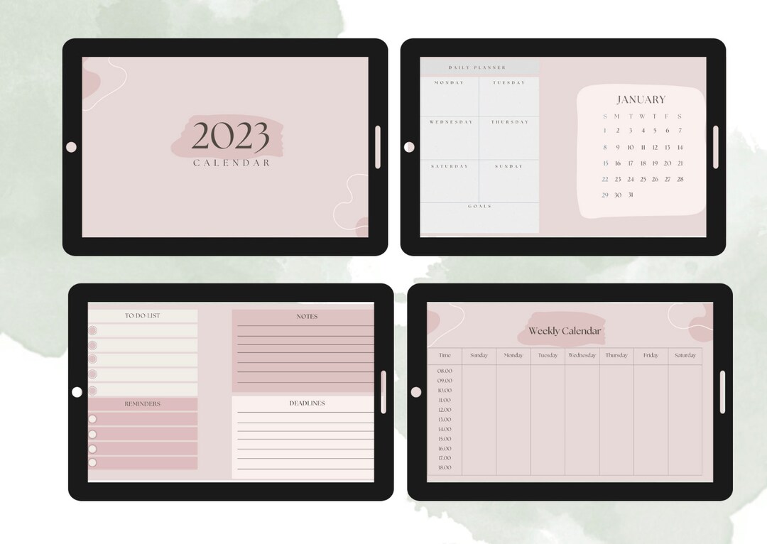 PINK 2023 Calendar, 2023 Planner, 2023 Digital Calendar, 2023 Planner Weekly Monthly, 2023