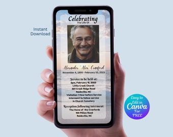 Editable Funeral Evite Funeral Evite Digital Funeral Invitation Funeral Announcement Celebration Of Life Invitation Digital Memorial Evite