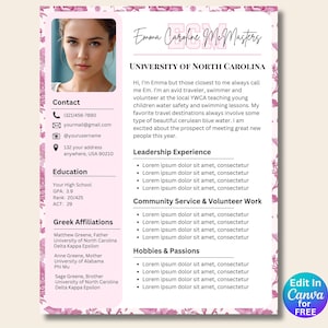 Sorority Recruitment Resume Template Sorority Resume Template With Photo Rush Resume Template Toile Sorority Resume and Cover Letter