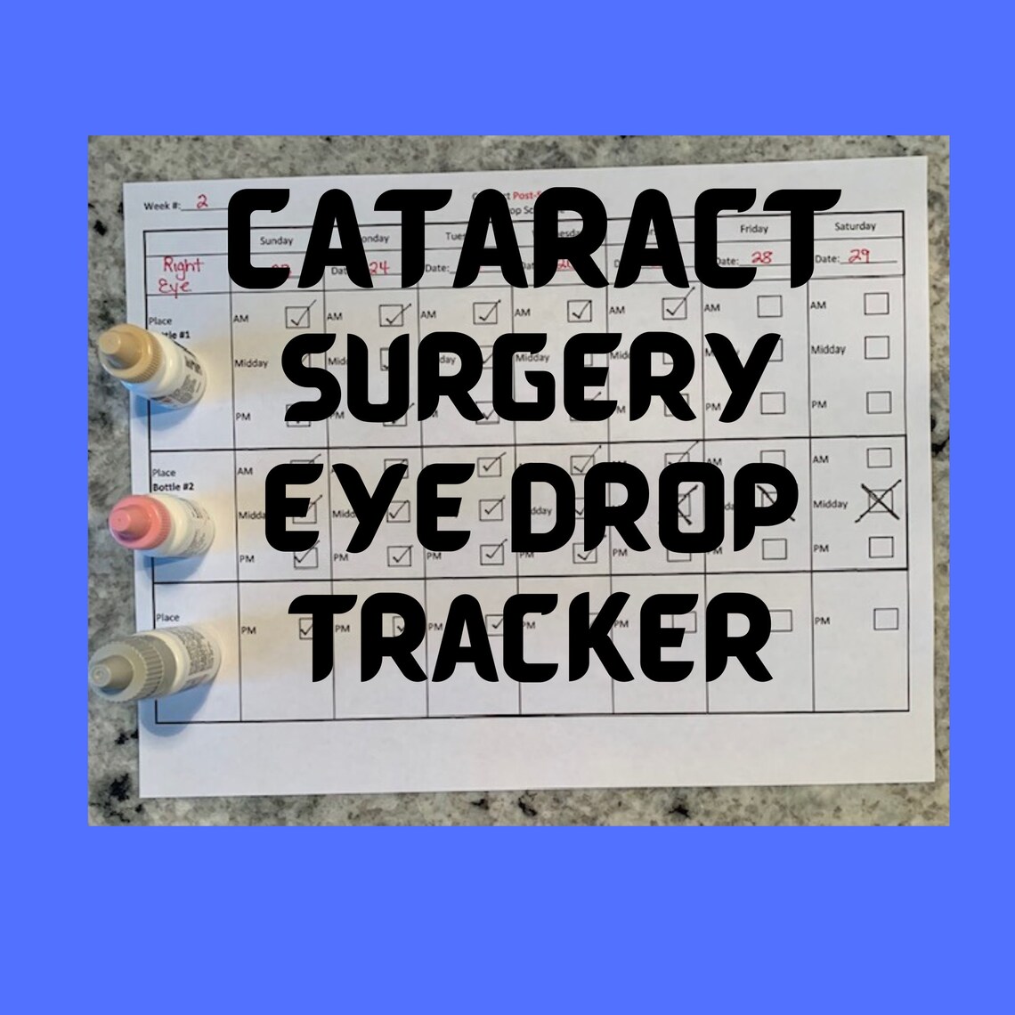 Cataract Surgery Eye Drop Tracker Eye Drop Schedule for Etsy