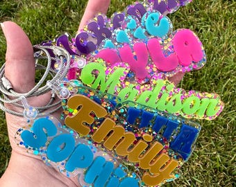Backpack Keychain Sports Bag Tag Custom Acrylic Tag Cute Name Keychain Personalized Bag Name Tags Bogg Bag Name Tag Diaper Bag Lunch Box Tag
