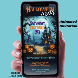 Animated Halloween Invitation Editable Halloween Invitation Adult Halloween Party Invite Digital Halloween Invitation Haunted House Invite