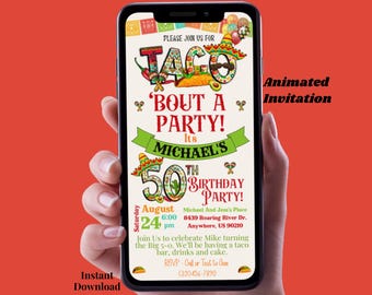 Taco Bout A Birthday Invitation Digital 50th Birthday Invitation Editable 50th Birthday Invitation For Men Fiftieth Birthday Digital Invite