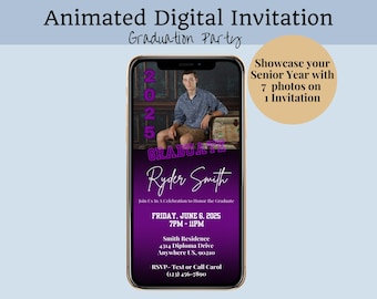 Graduation Party Invitation Digital Editable Template Customizable Senior Year Memories Animated Photos Showcase Senior Instant Download