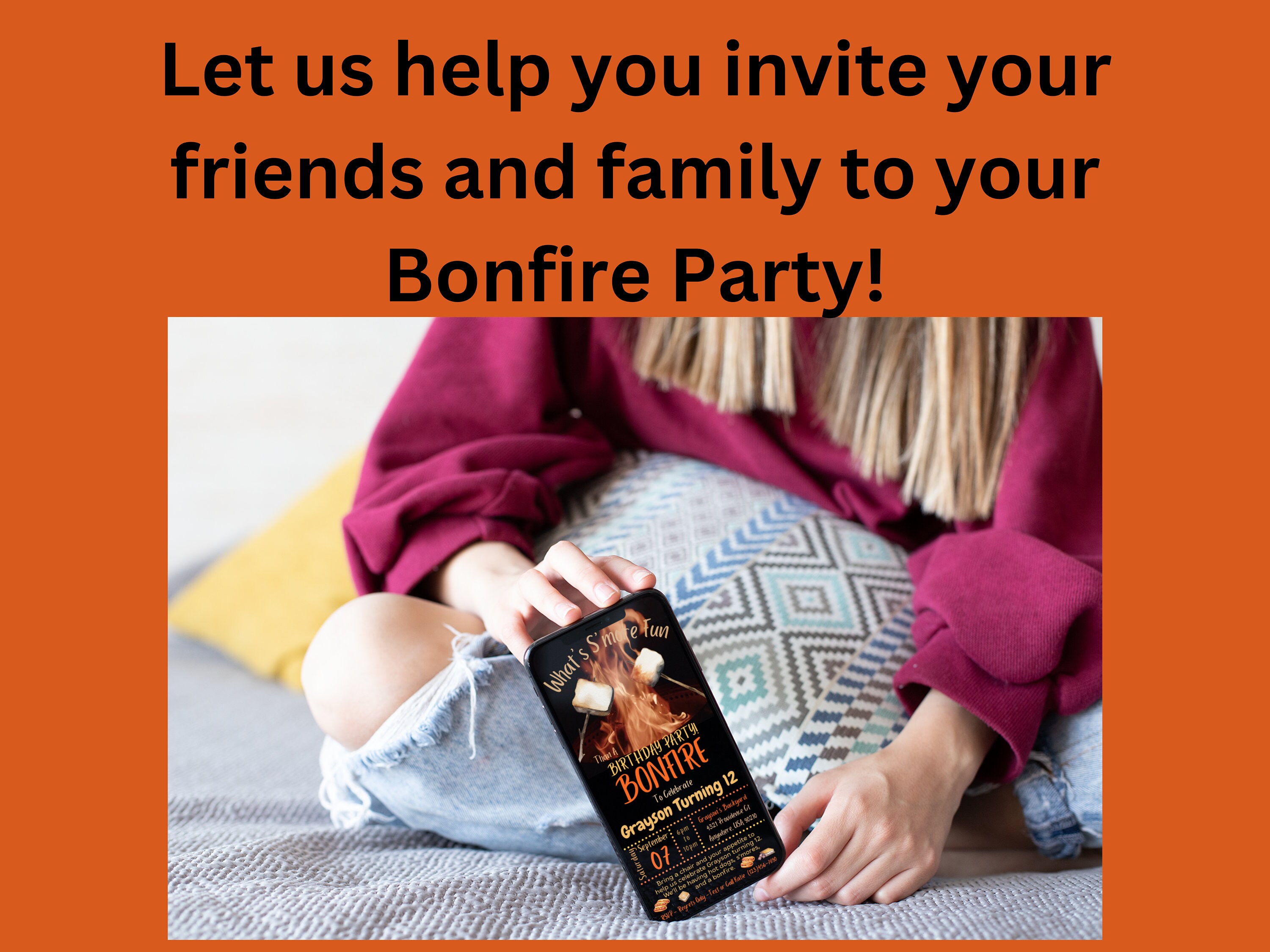 Bonfire Birthday Party Invitation Digital Birthday Party Invitation ...