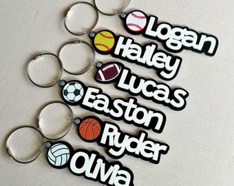 Sports Bag Tag Personalized Keychain Name Tag For Sports Bag ID Tag Softball Baseball Football Basketball Soccer Volleyball