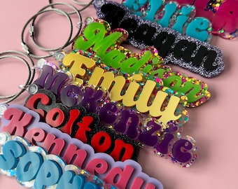 Backpack Keychain Sports Bag Tag Custom Acrylic Tag Cute Name Keychain Personalized Bag Name Tags Bogg Bag Name Tag Diaper Bag Lunch Box Tag